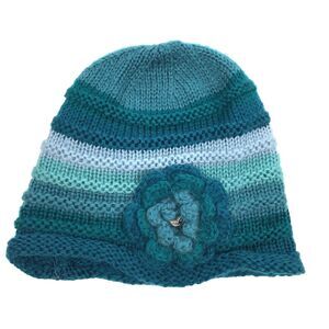 Prana Pixie Flower Beanie Hat Knit Aqua Blue Green Fairy Cottagecore Minimalist